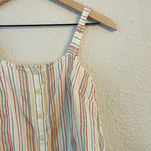 Madewell Rainbow Stripe Textured Button Front Tank - Picture 8 of 12